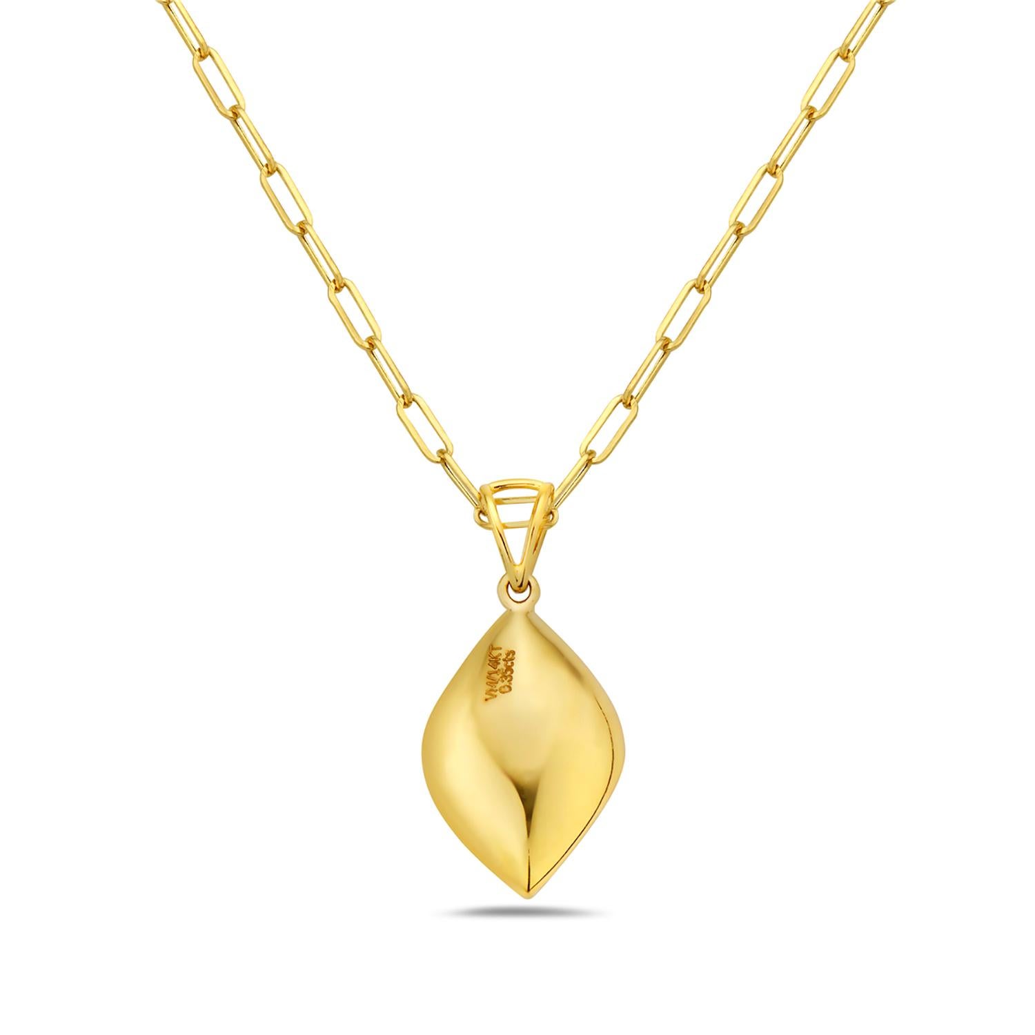 Mixed Cut Petal Shaped Pendant with Depth Illusion Paved in Halo Diamonds in 14k Gold For Sale