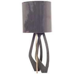 Petal Table Lamp in Black Shagreen and Bronze Patina Brass by R&Y Augousti
