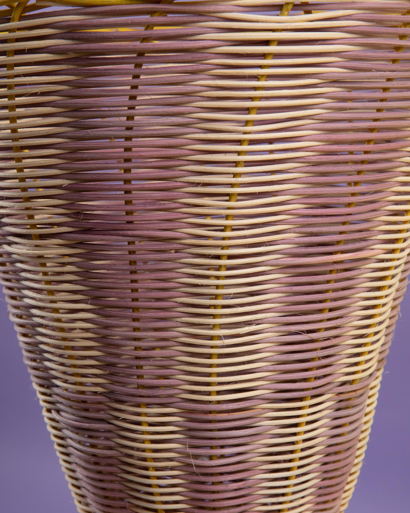 Modern Petal Vase hand woven in Lavender, Natural and Lemon by Studio Herron