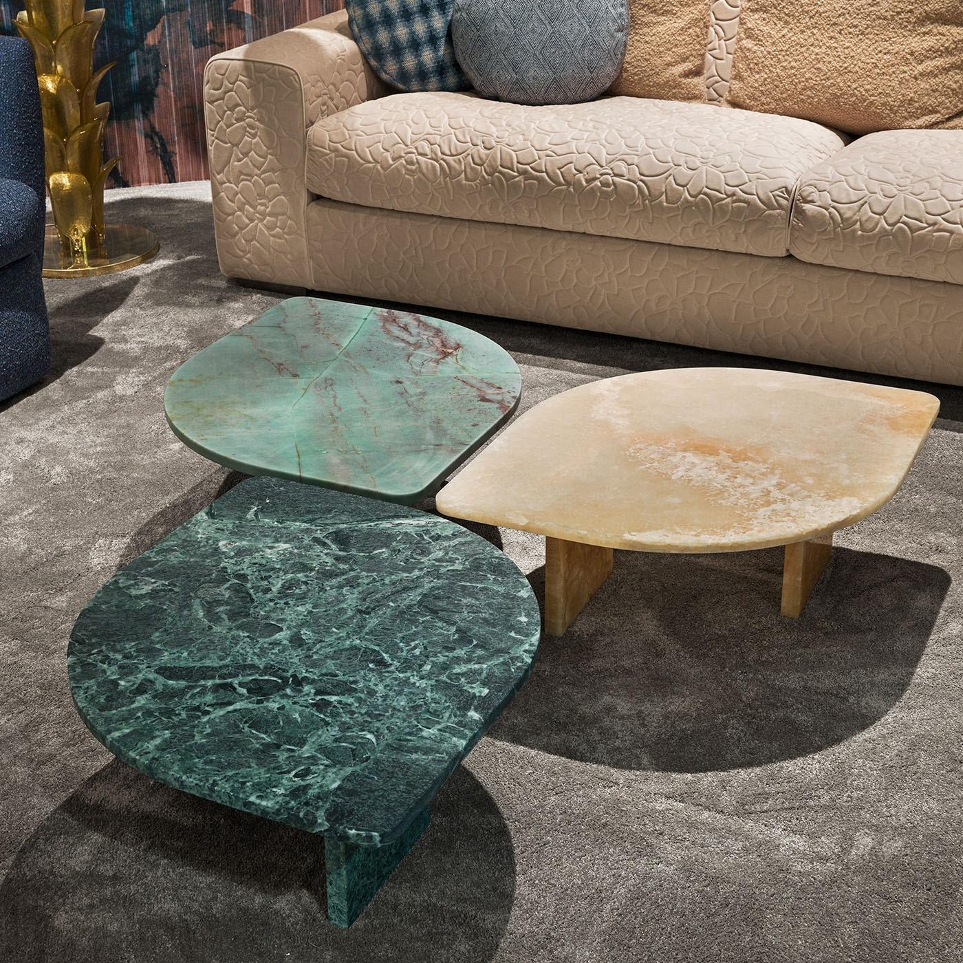 Italian Petal Verde Alpi Marble Coffee Table in vendita