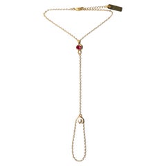 Petale Pink Crystal & Pearl Draped Hand Chain in 14K Gold-Filled