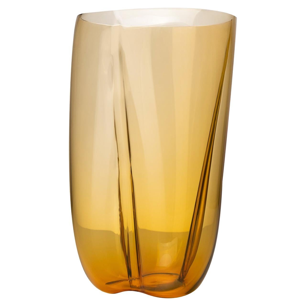 Large Amber Glass Vase For Sale at 1stDibs