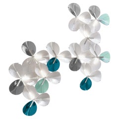 PETALO Blue and Green Glass Wall Light Sconces Custom Handmade in Barcelona
