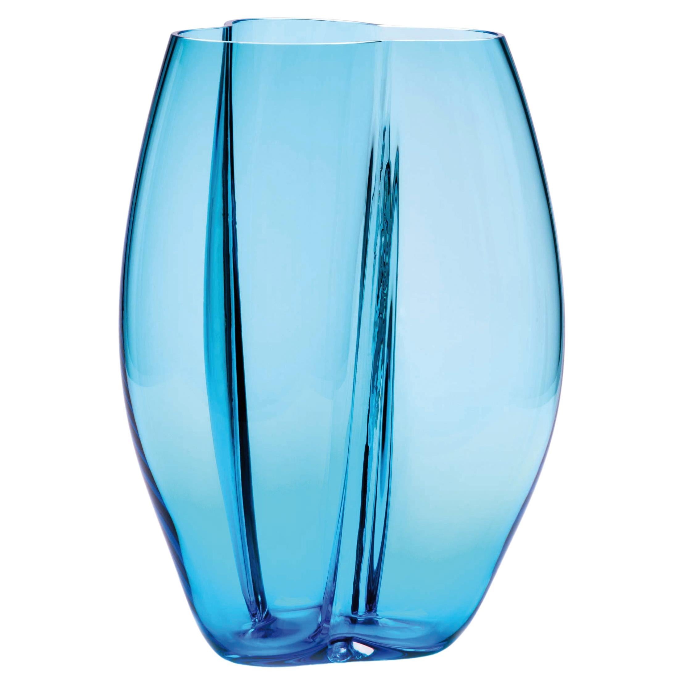Petalo Blue Small Vase by Purho For Sale