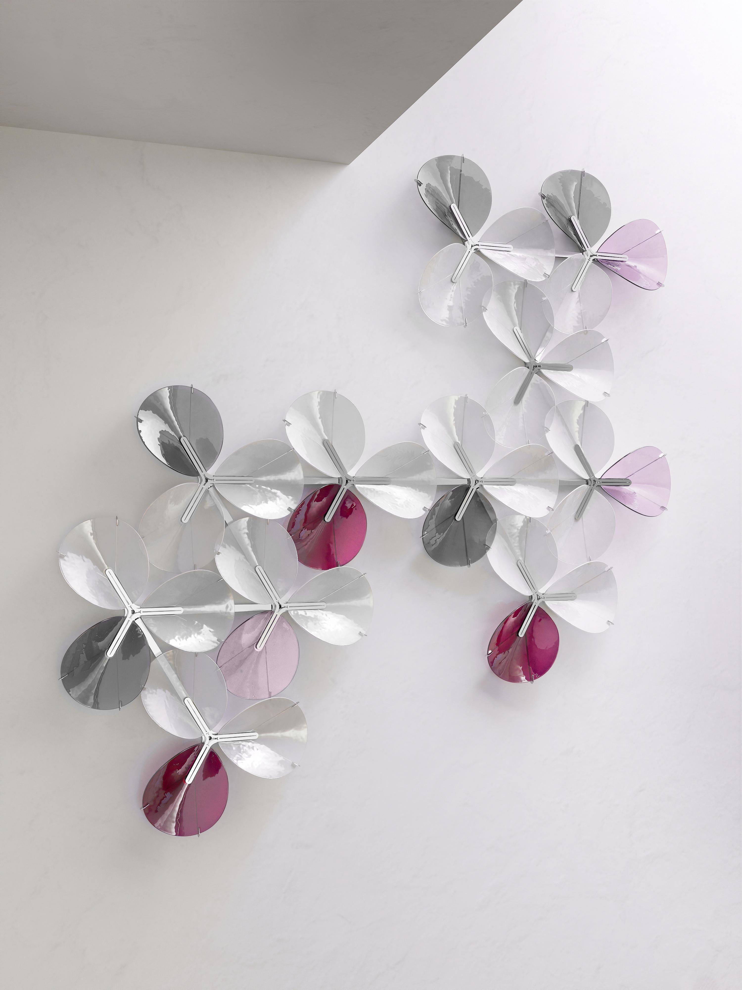 Moulé PETALO Appliques murales en mosaïque de verre violet faites à la main à Barcelone en vente