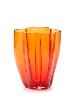 21st Century Alessandro Mendini Murano Glass Small Vase Mandarin Orange