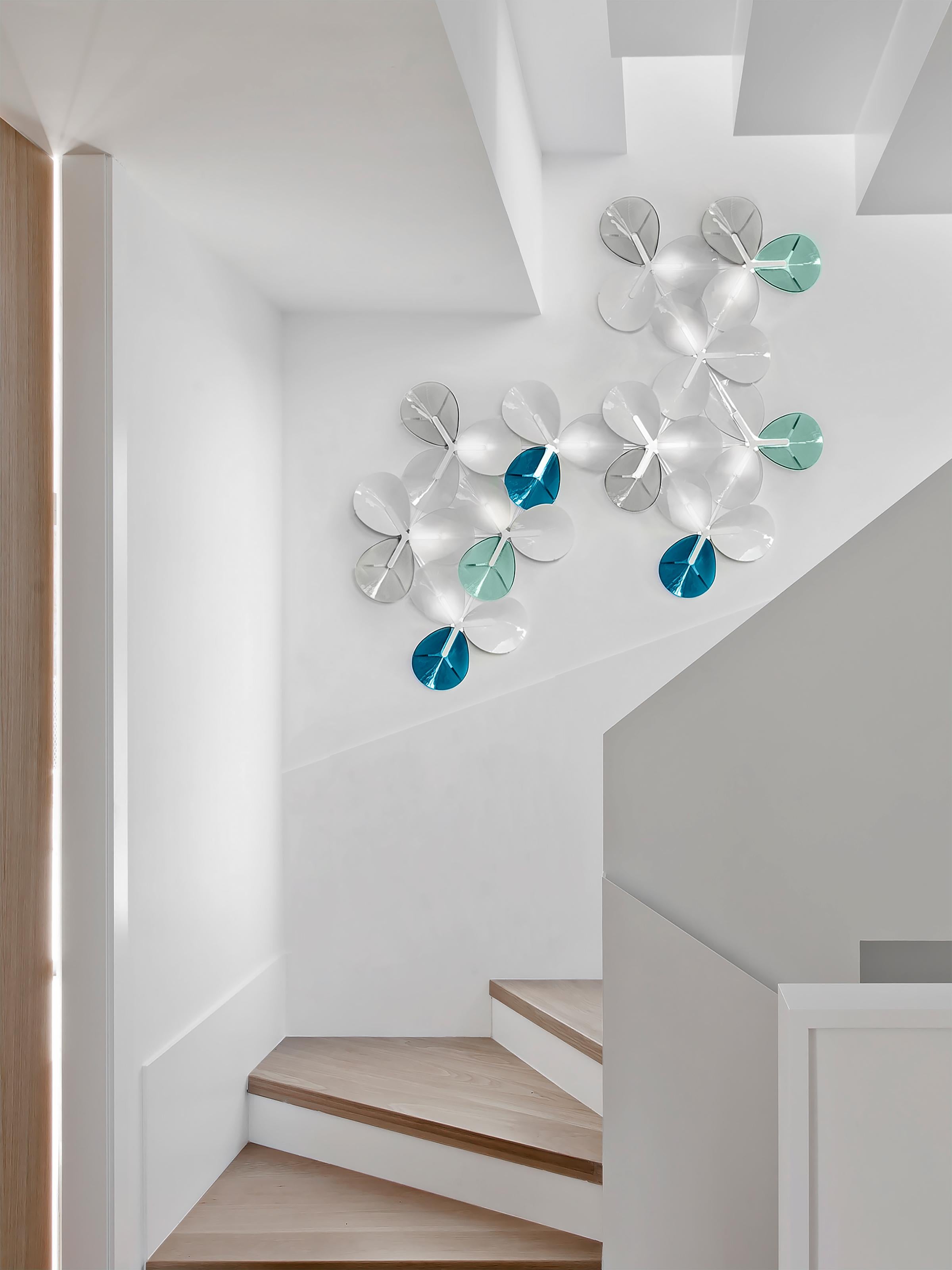 Organic Modern PETALO wall light. Illuminated artisan glass mosaic handmade in Barcelona, Spain For Sale