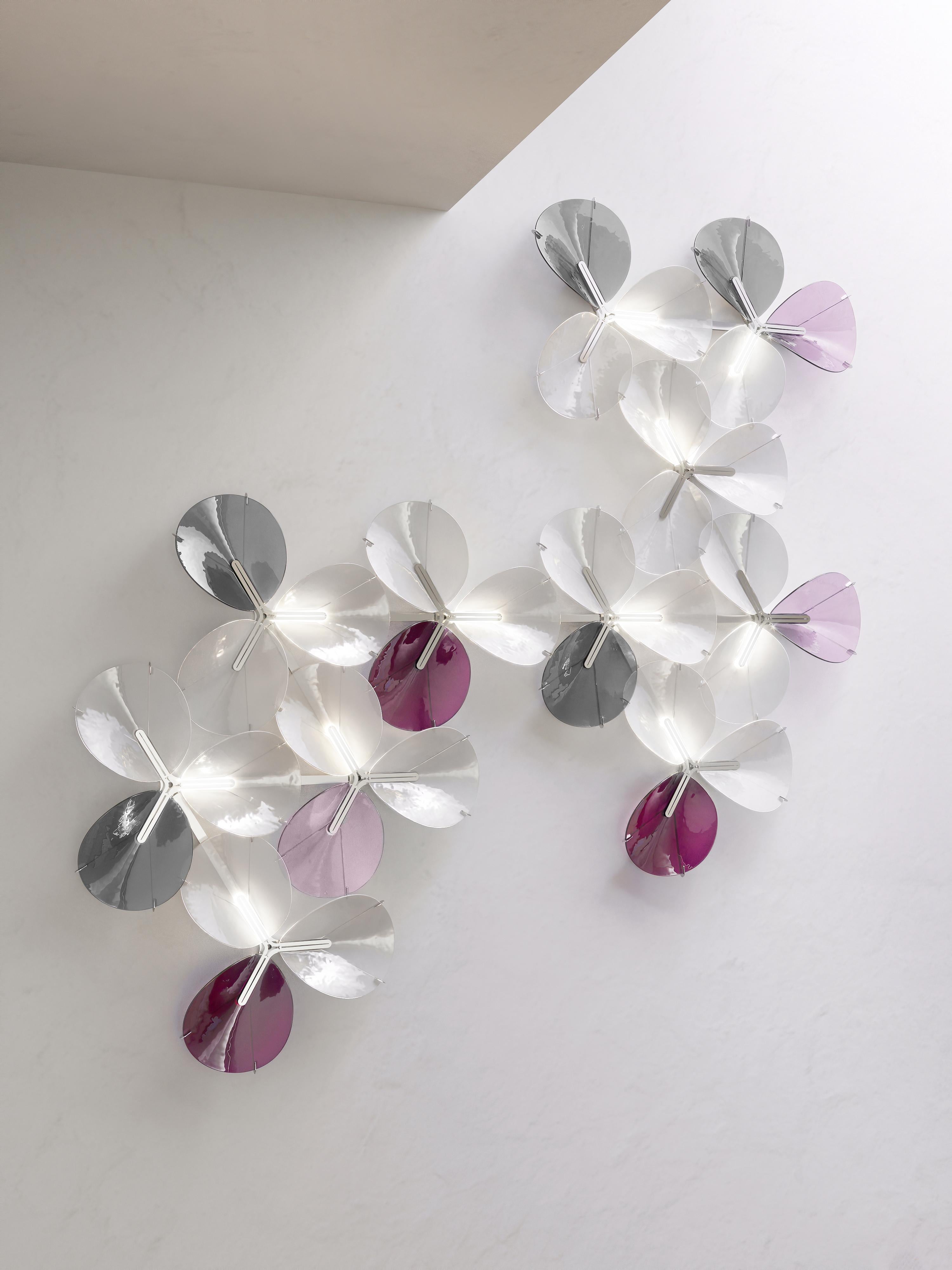 Molded PETALO wall light. Illuminated artisan glass mosaic handmade in Barcelona, Spain For Sale