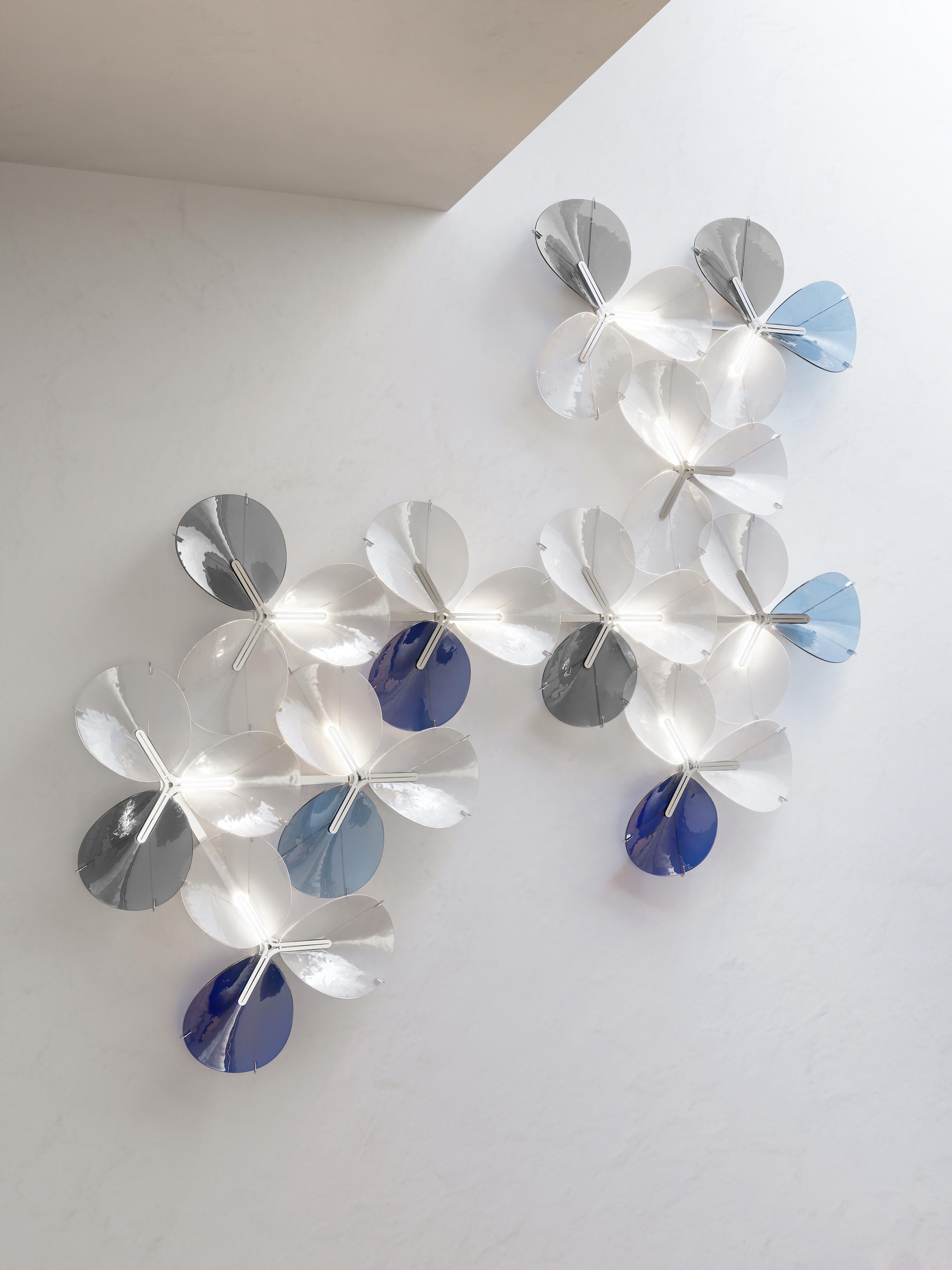 Contemporary PETALO wall light. Illuminated artisan glass mosaic handmade in Barcelona, Spain For Sale