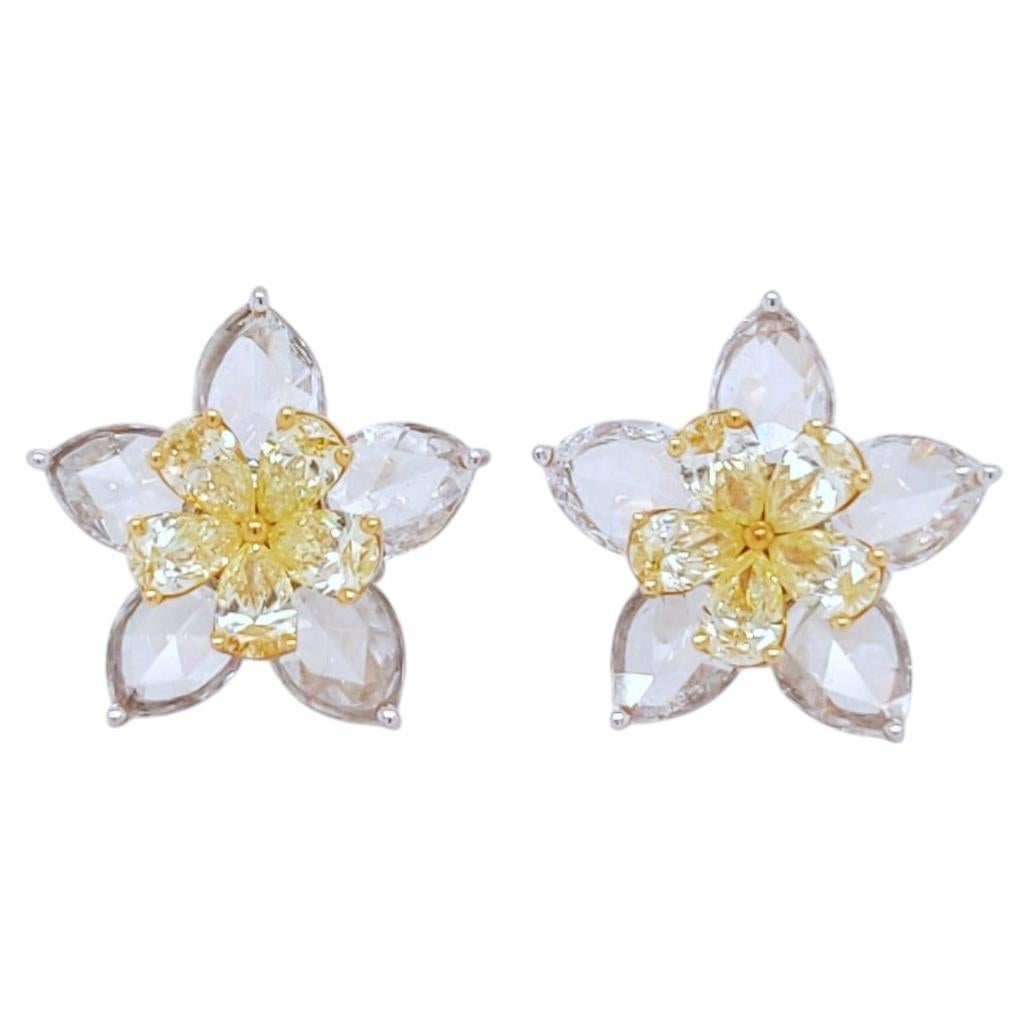Petals of Moonlit Nectar - Pear Rosecut Diamonds with Pear Brilliant in 18K For Sale