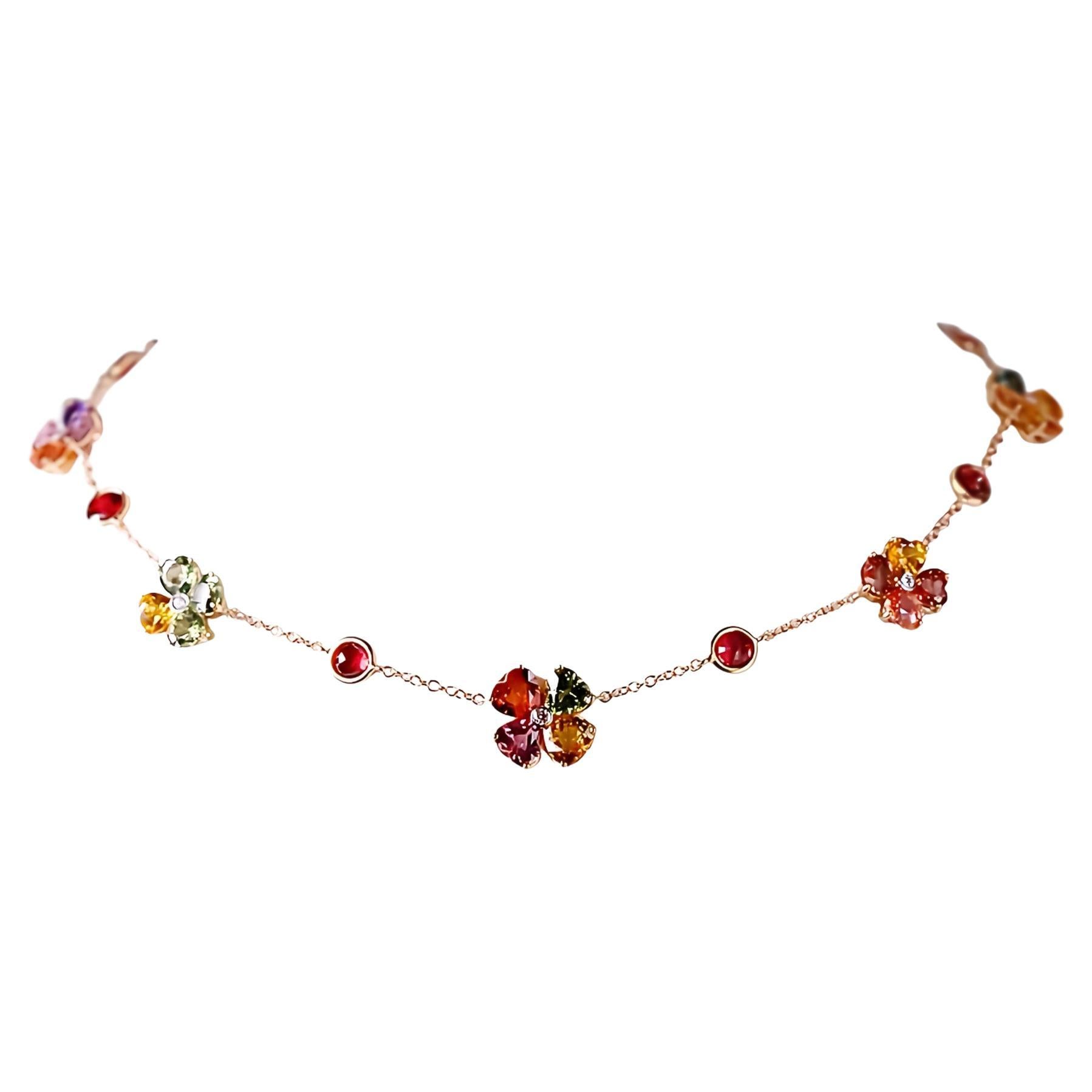Petals of Prosperity:18kt rose Gold and a Kaleidoscope of Heart-Shaped Sapphires For Sale