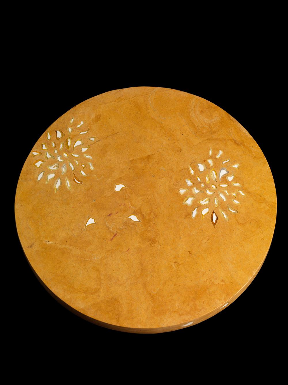 Other Petals Table Inlay in Jaisalmer Stone Handcrafted in India by Stephanie Odegard For Sale