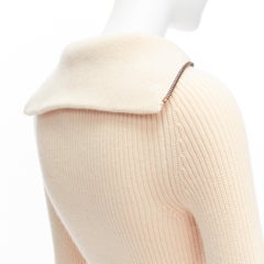 PETAR PETROV 2022 100% cashmere cream zip sailor collar ribbed sweater FR34 XS