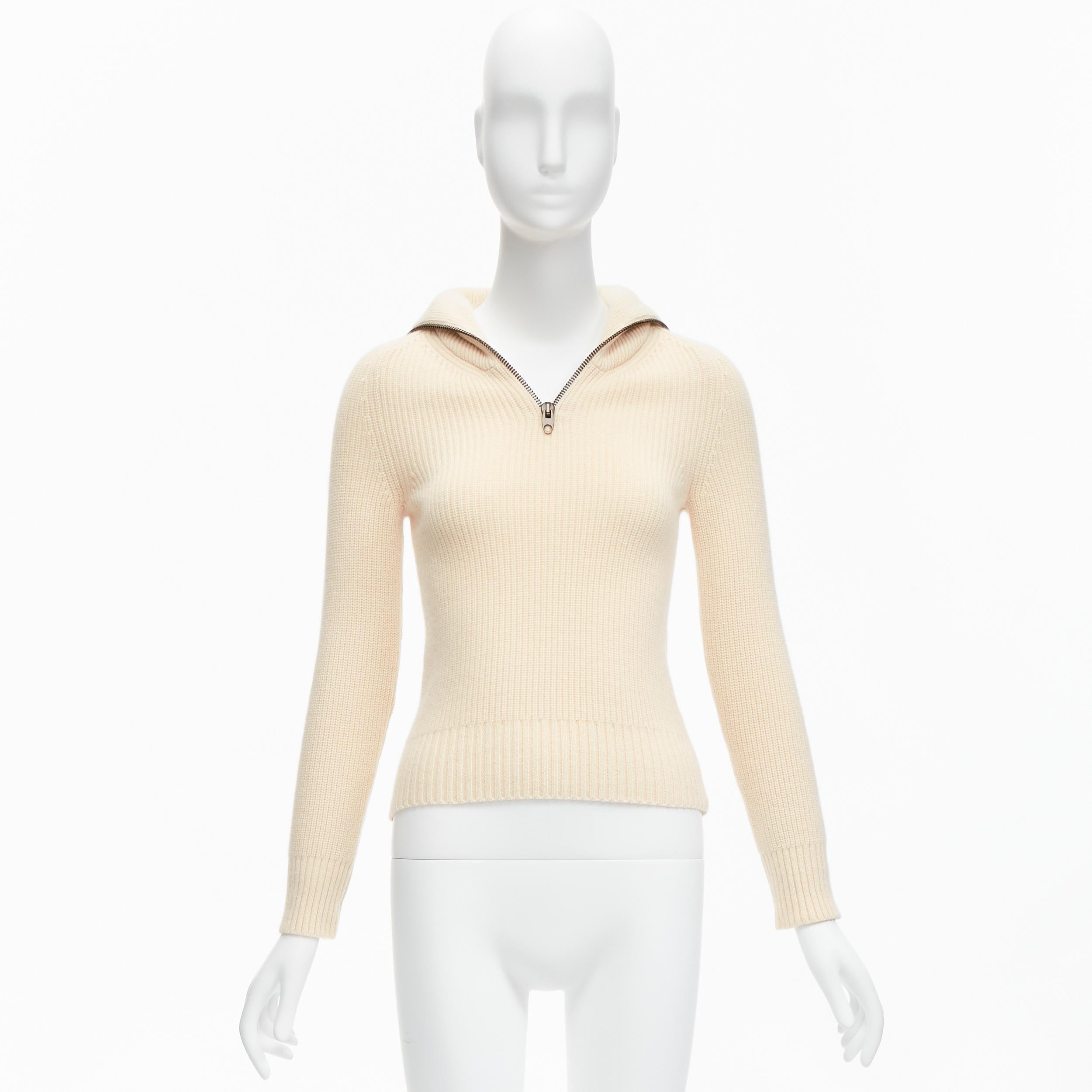 PETAR PETROV 2022 100% cashmere half zip sailor collar ribbed sweater FR34  For Sale 5