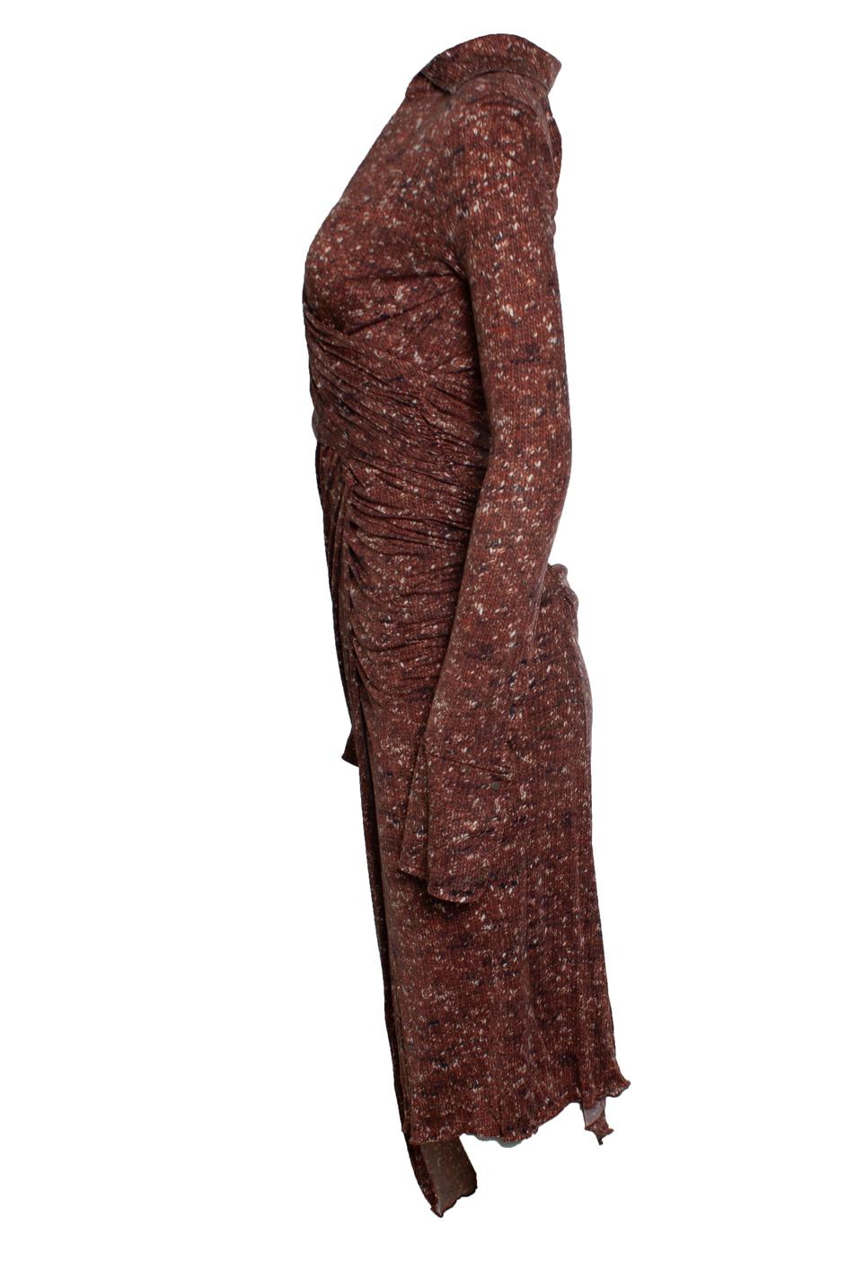 Petar Petrov, Aggy printed silk midi wrap dress in brown. The item is in good condition.

CONDITION: good condition

SIZE: S

MEASUREMENTS: length 133 cm, width 36 cm, waist 30 cm, shoulder width 42 cm, sleeve length 70 cm

MATERIAL: 100%