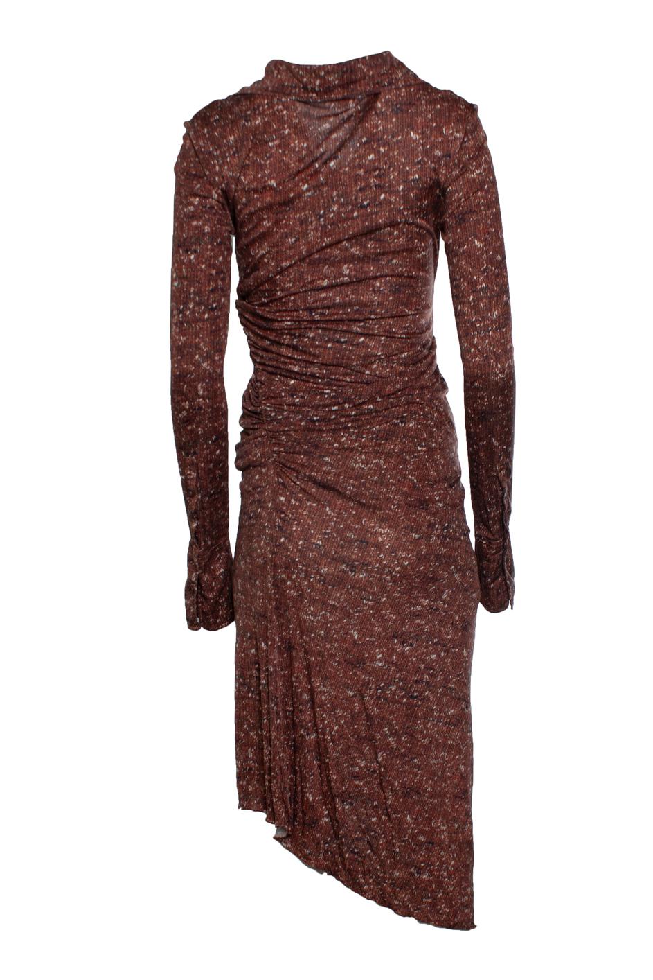Brown Petar Petrov, Aggy printed silk midi wrap dress in brown For Sale