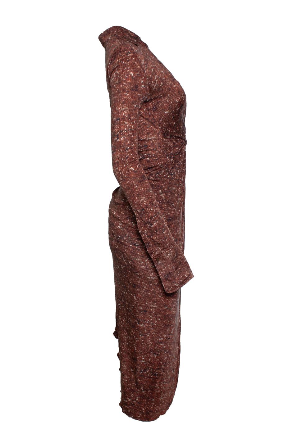 Petar Petrov, Aggy printed silk midi wrap dress in brown In Good Condition For Sale In AMSTERDAM, NL