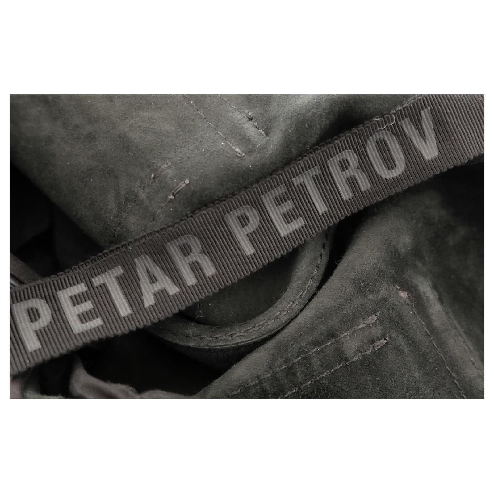 Petar Petrov Black Leather Combat Cargo Pants For Sale 2