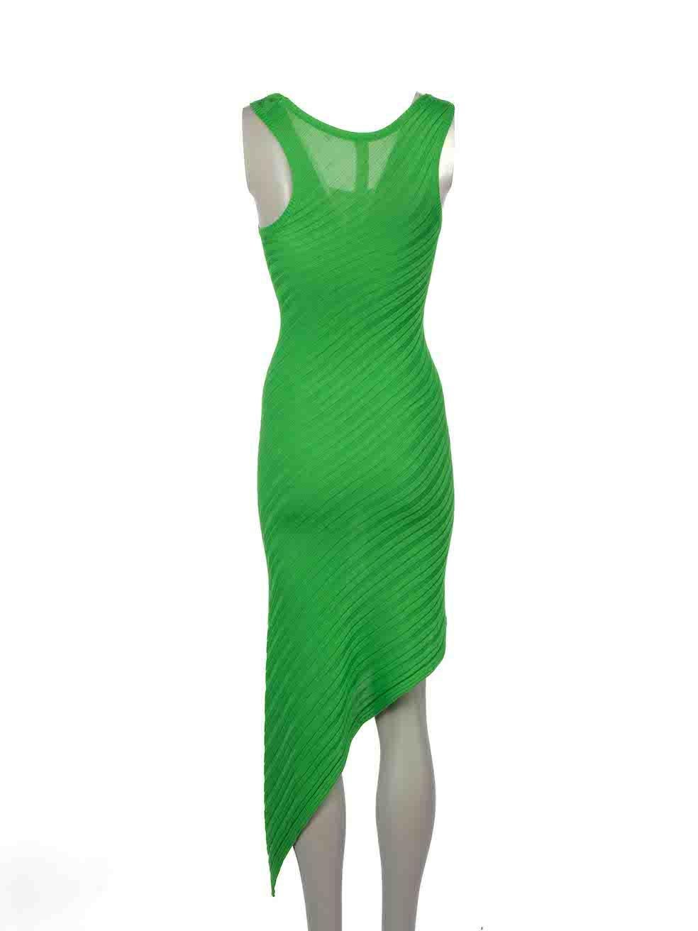Petar Petrov Green Silk Asymmetric Knit Dress Size XS In Excellent Condition For Sale In London, GB