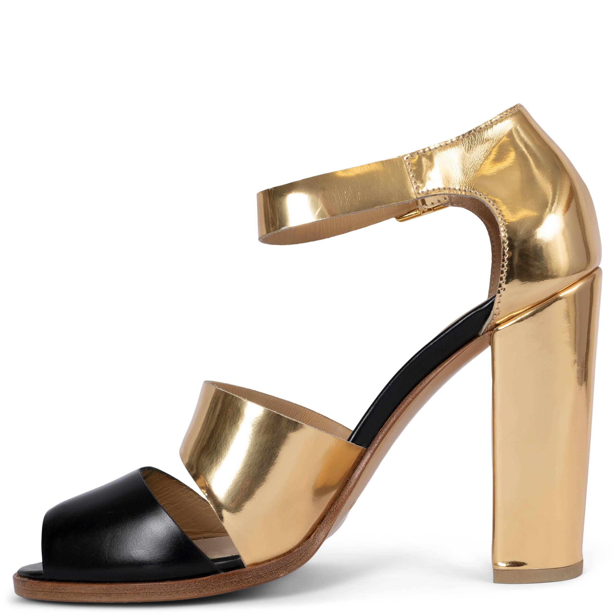 Gold PETAR PETROV metallic gold leather ANKLE STRAP Sandals Shoes 38 For Sale