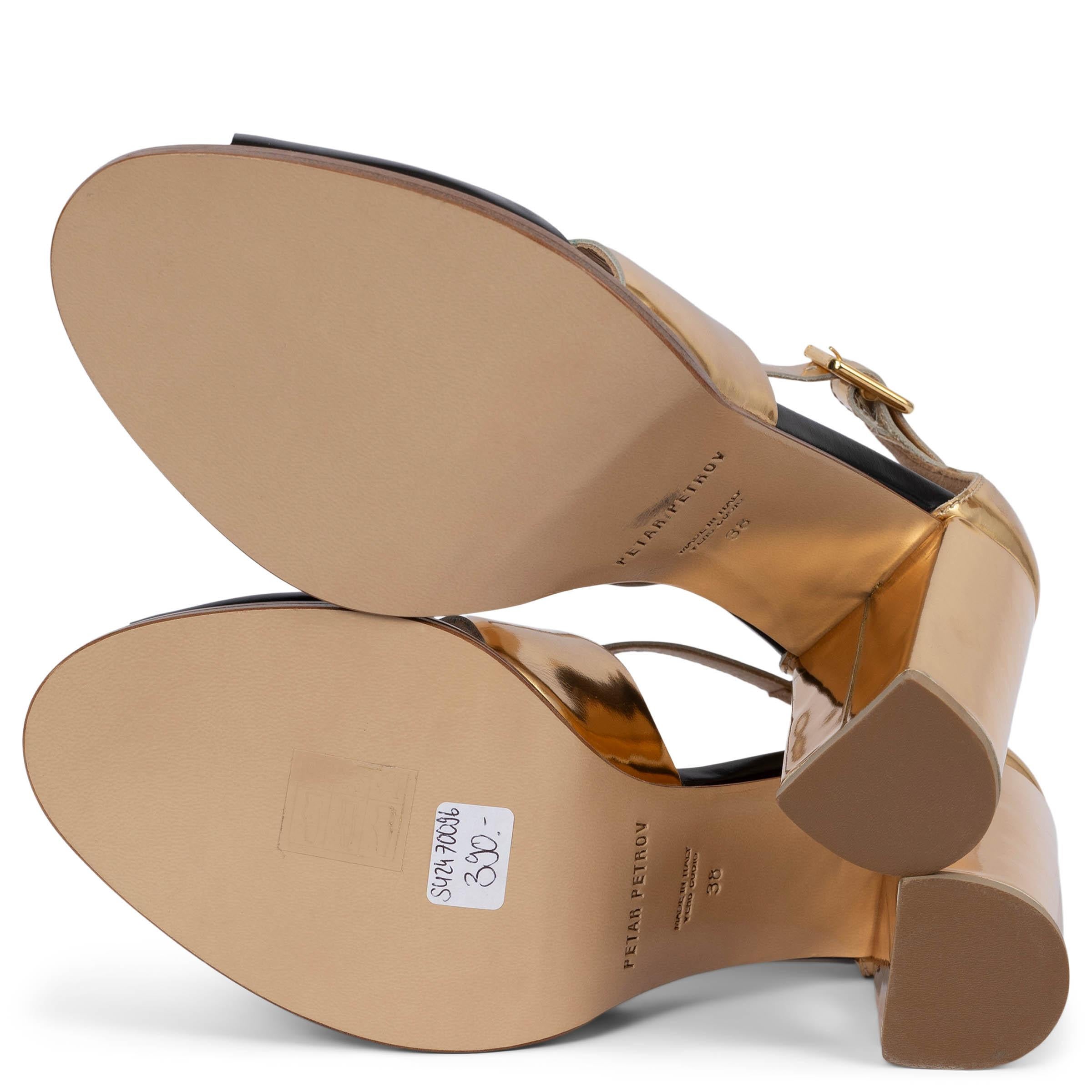 PETAR PETROV metallic gold leather ANKLE STRAP Sandals Shoes 38 For Sale 1
