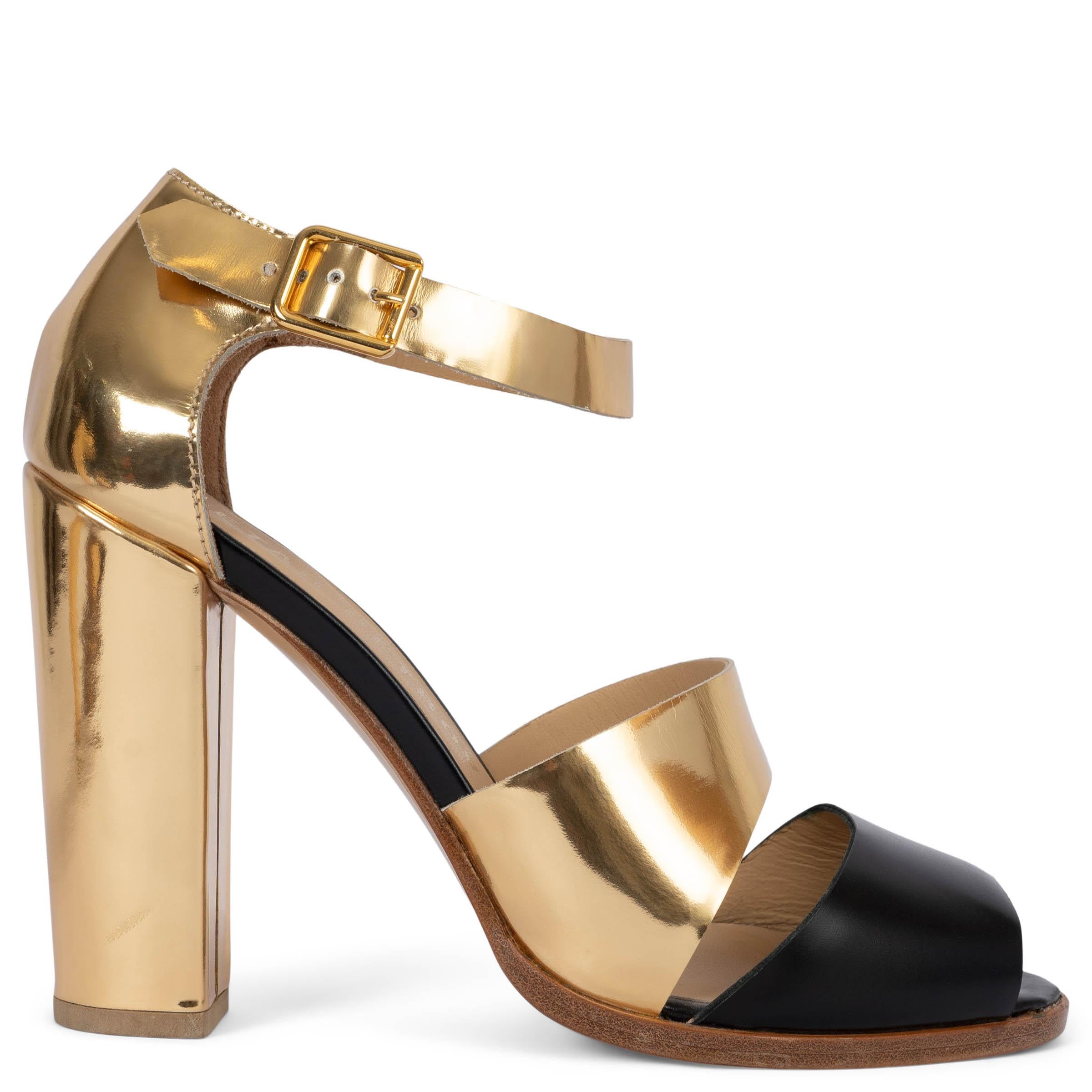 PETAR PETROV metallic gold leather ANKLE STRAP Sandals Shoes 38
