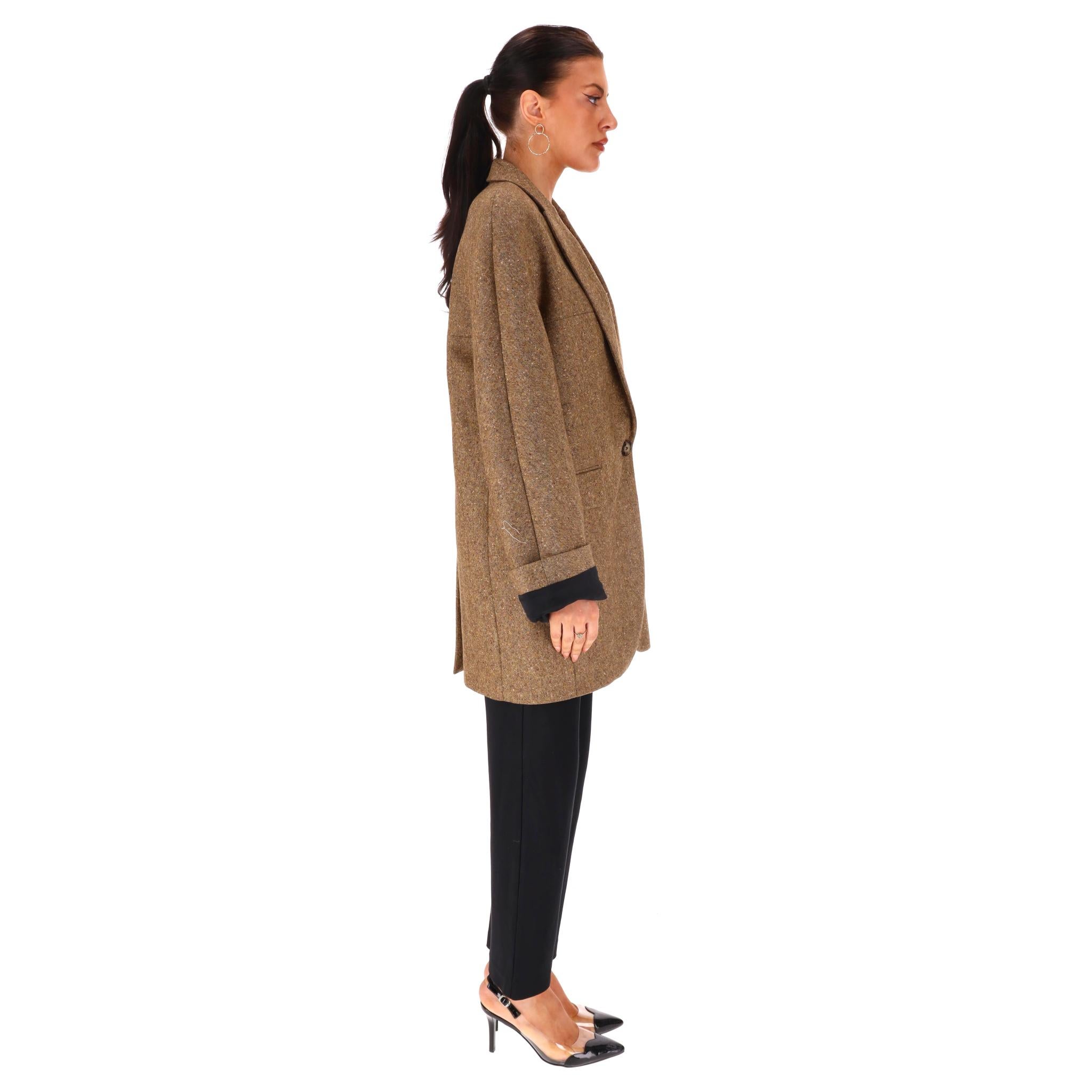 Marron Petar Petrov Blazer en laine tweed à simple boutonnage en vente