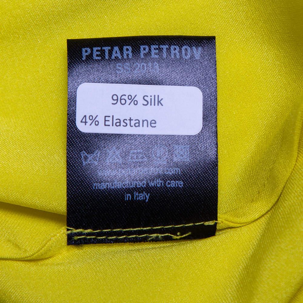 Petar Petrov Yellow Silk Satin Neck Tie Detail Draped Open Back Top S For Sale 3
