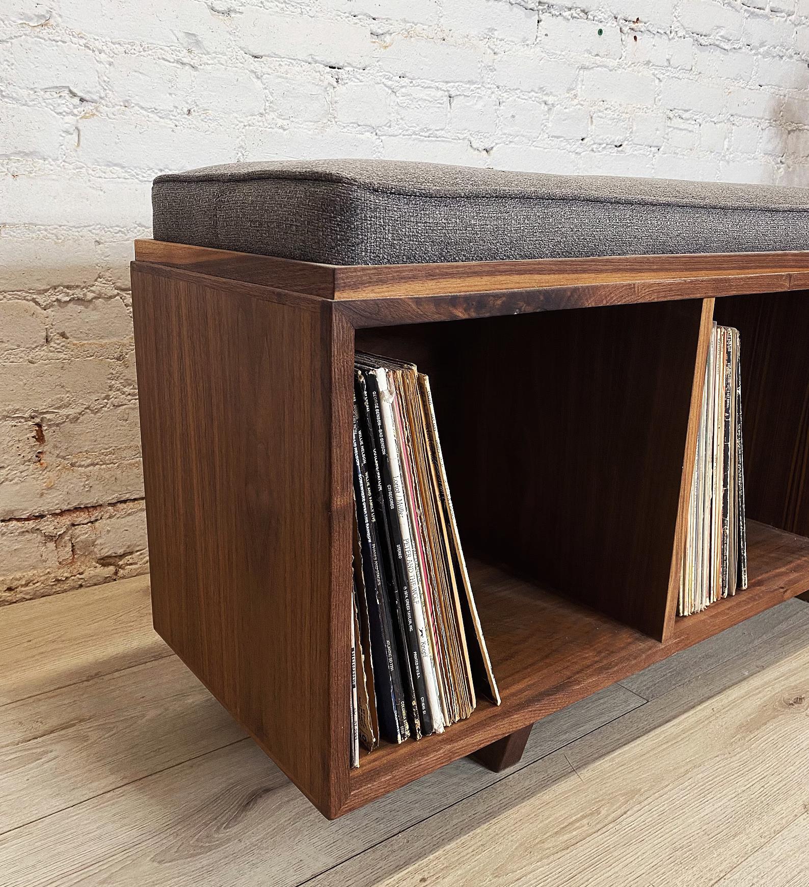 vinyl record storage bench
