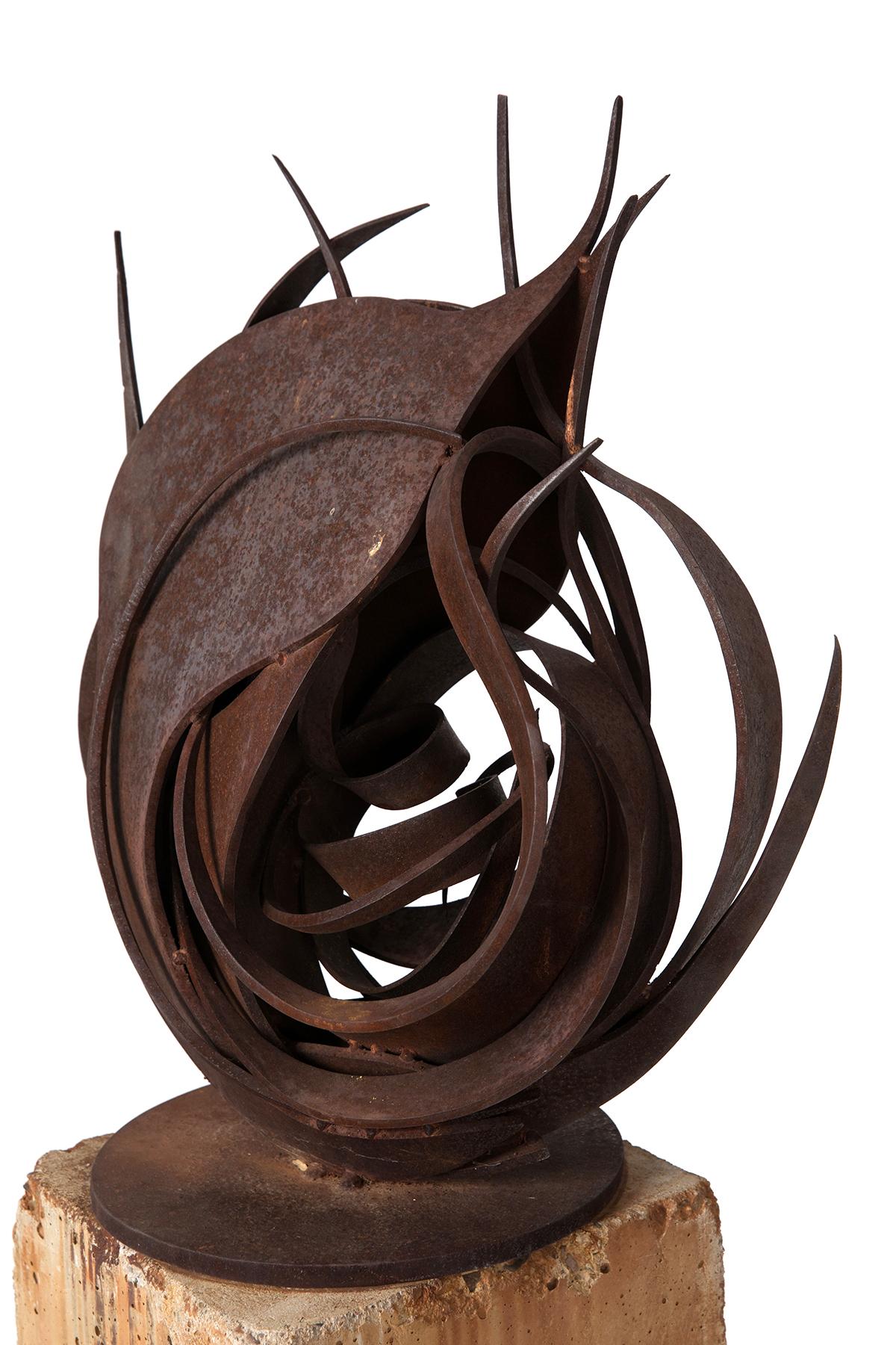 North American Pete Deise Organic Steel Sculpture on Concrete Base