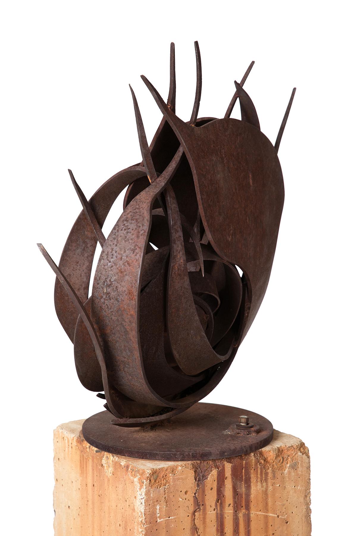 Late 20th Century Pete Deise Organic Steel Sculpture on Concrete Base