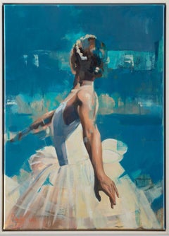 Making an Entrance – original realism figurative oil painting – contemporary art