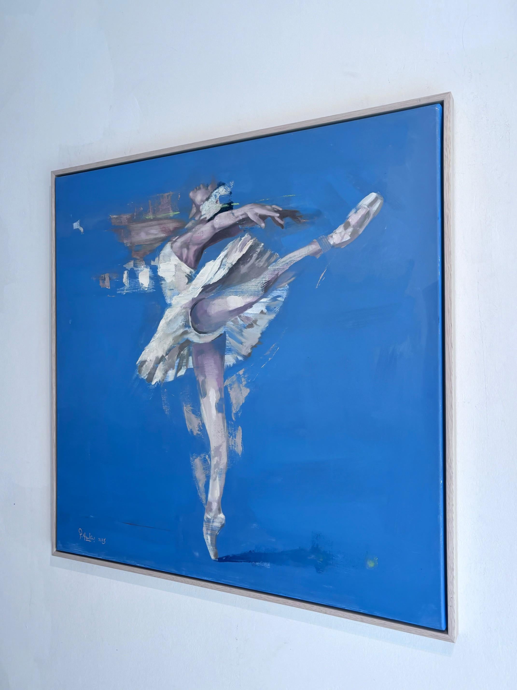 Prima Ballerina - peinture à l'huile impressionniste originale sur la danse - art contemporain - Bleu Animal Painting par Pete Hawkins