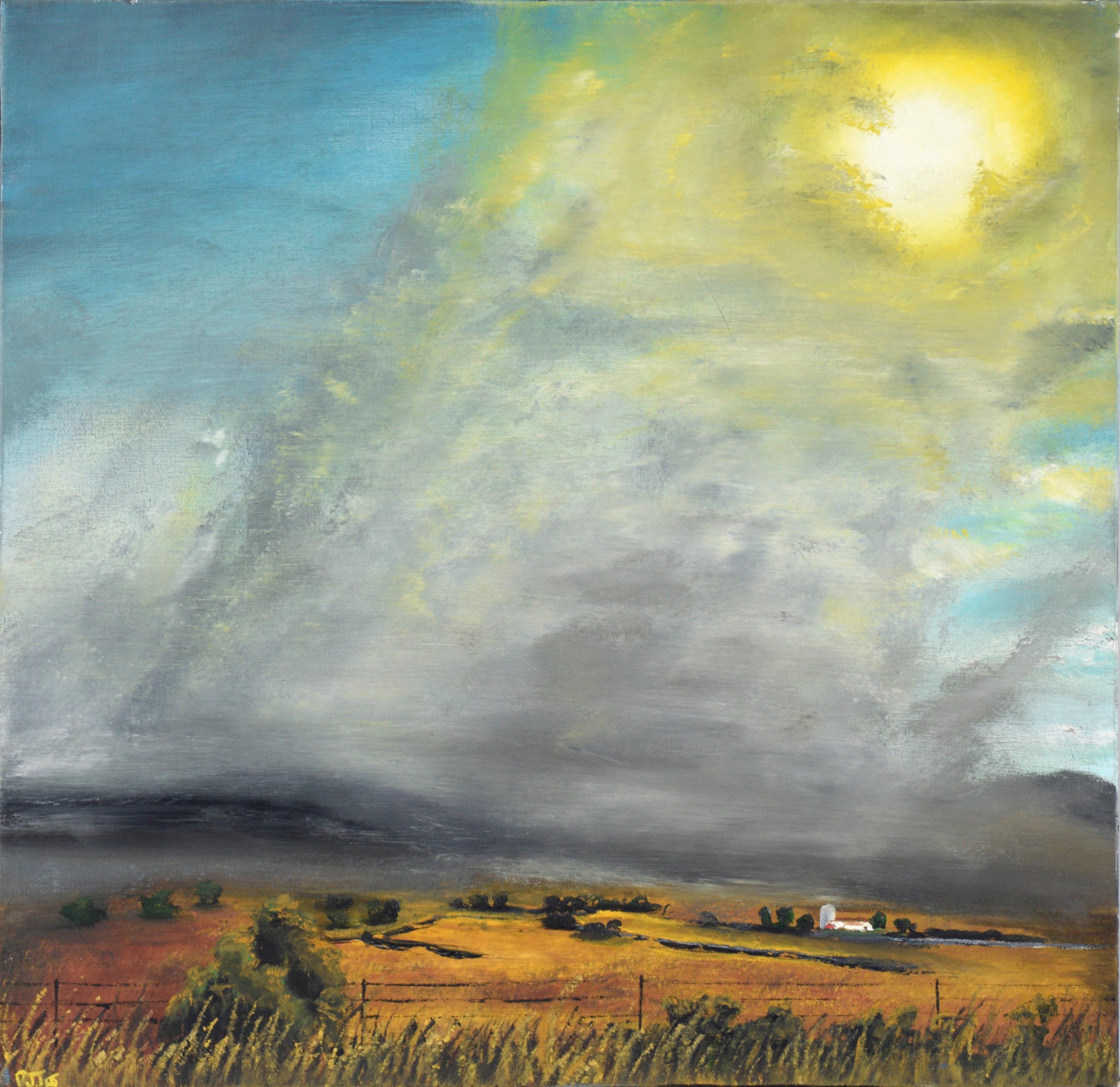 Pete James Johnson Landscape Painting - "Drought" Low-Horizon Midwest Landscape in Oil on Canvas