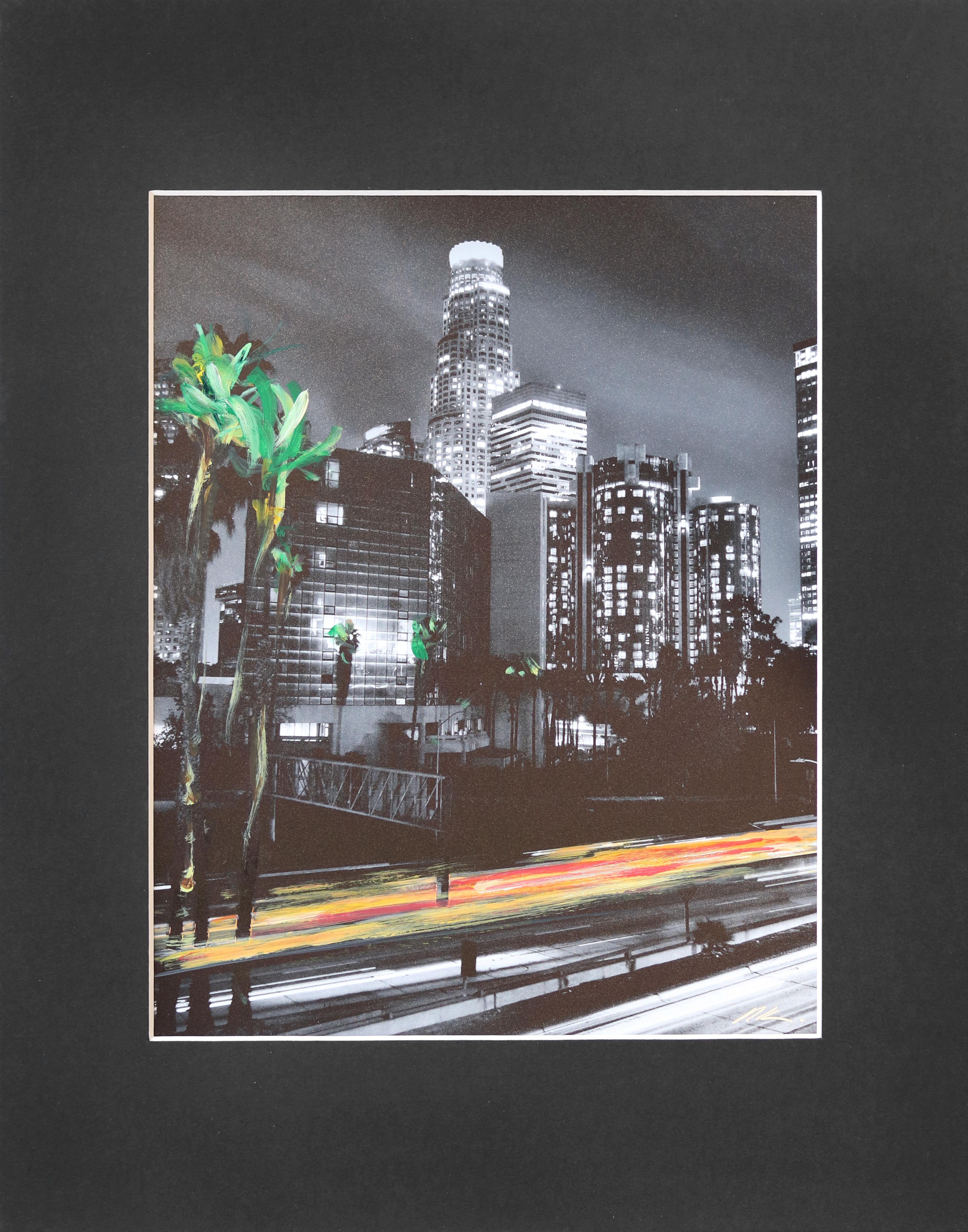 Downtown LA Split 2 - Original Urban Landscape Photography Mixed Media Artwork