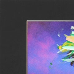 Hermosa Single Palm 5 - Nature morte originale au coucher du soleil Photographie Mixed Media Art