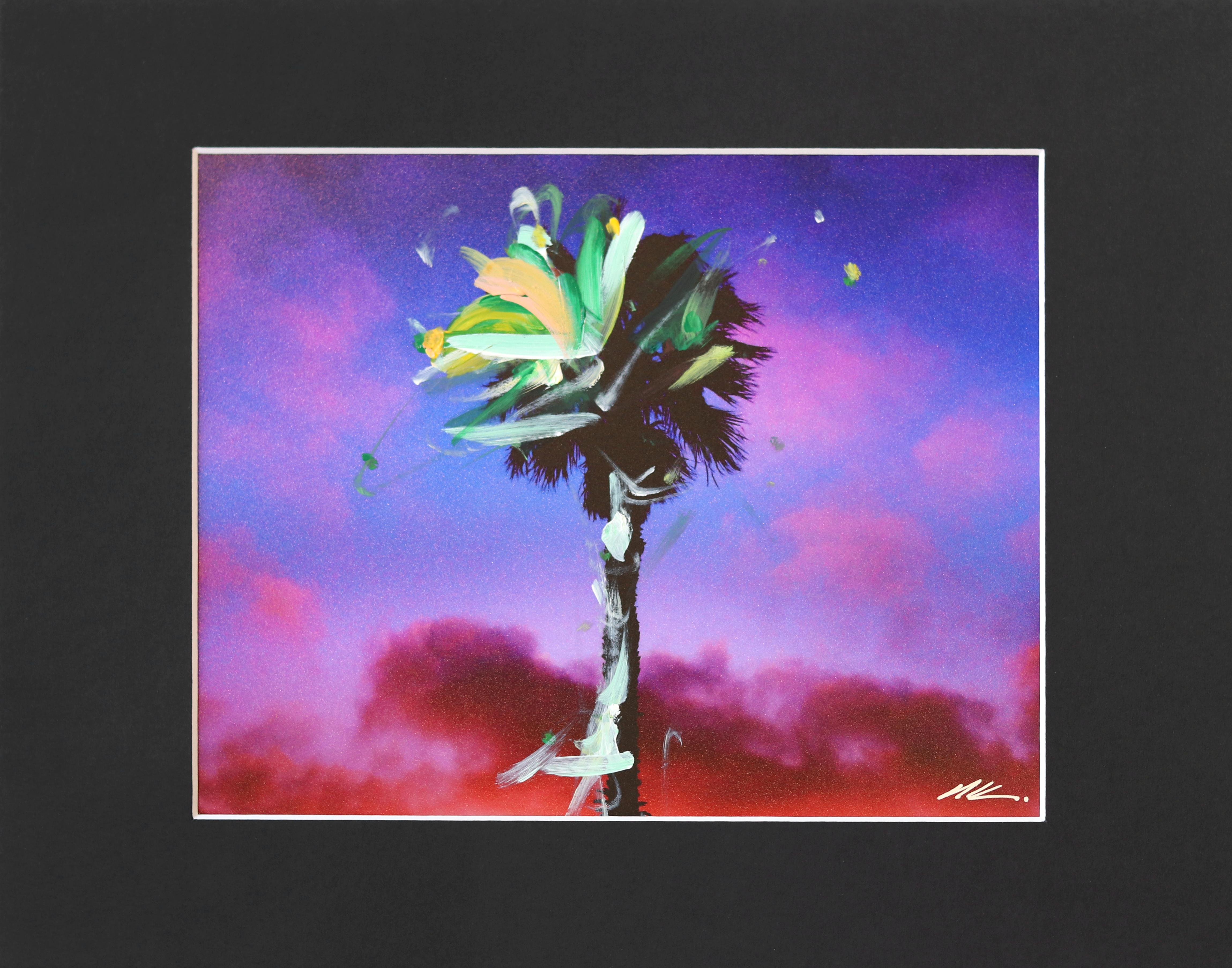 Hermosa Single Palm 5 - Original Sunset Still Life Photography Mixed Media Art