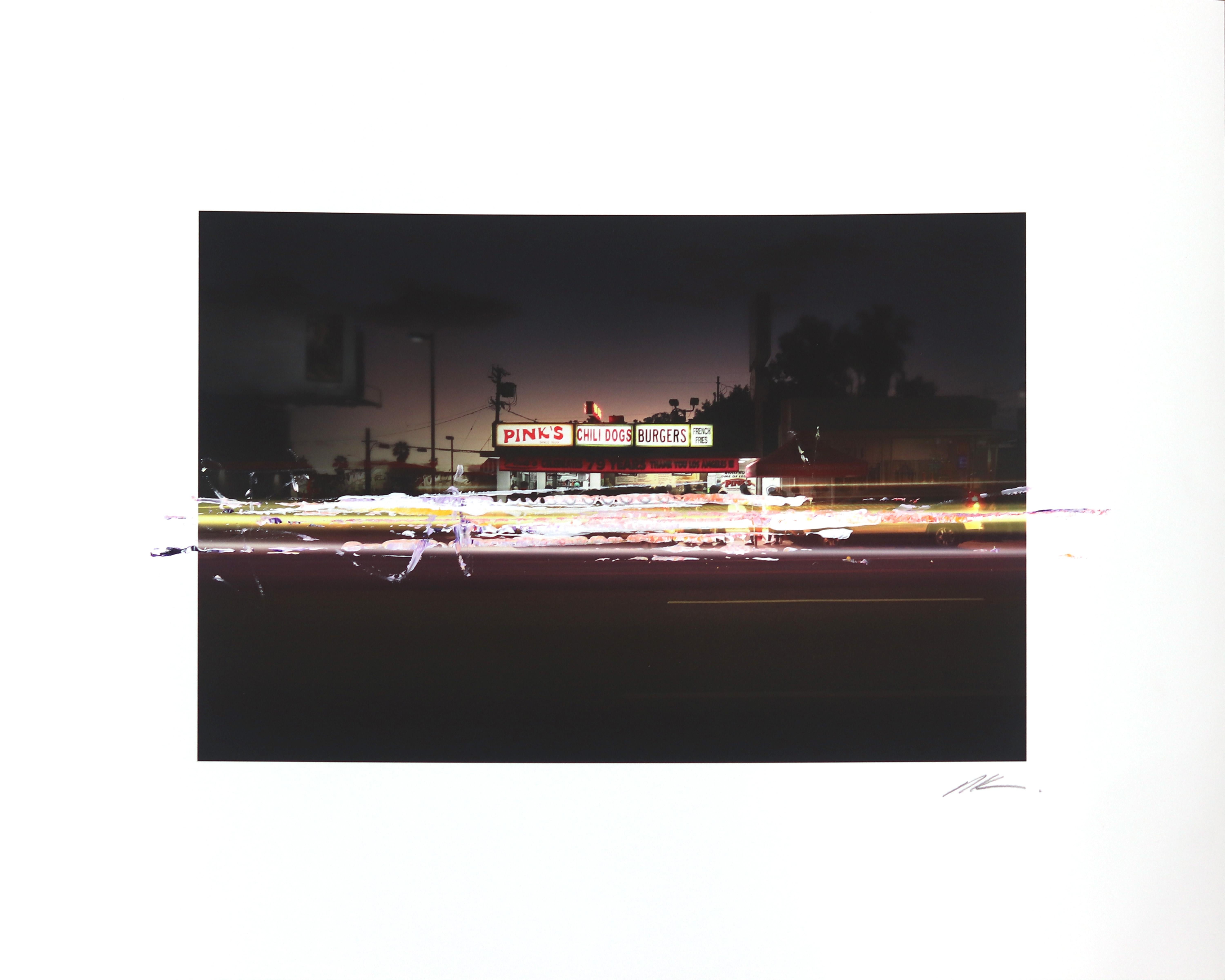 SPIN Pink's Hot Dogs - Original Landscape Photography Mixed Media Art on Paper