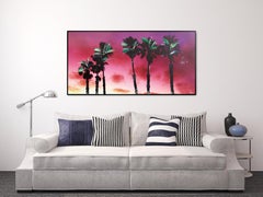 Beach City Palms - Night Hits - Landscape Still Life Sunset Painting on Canvas