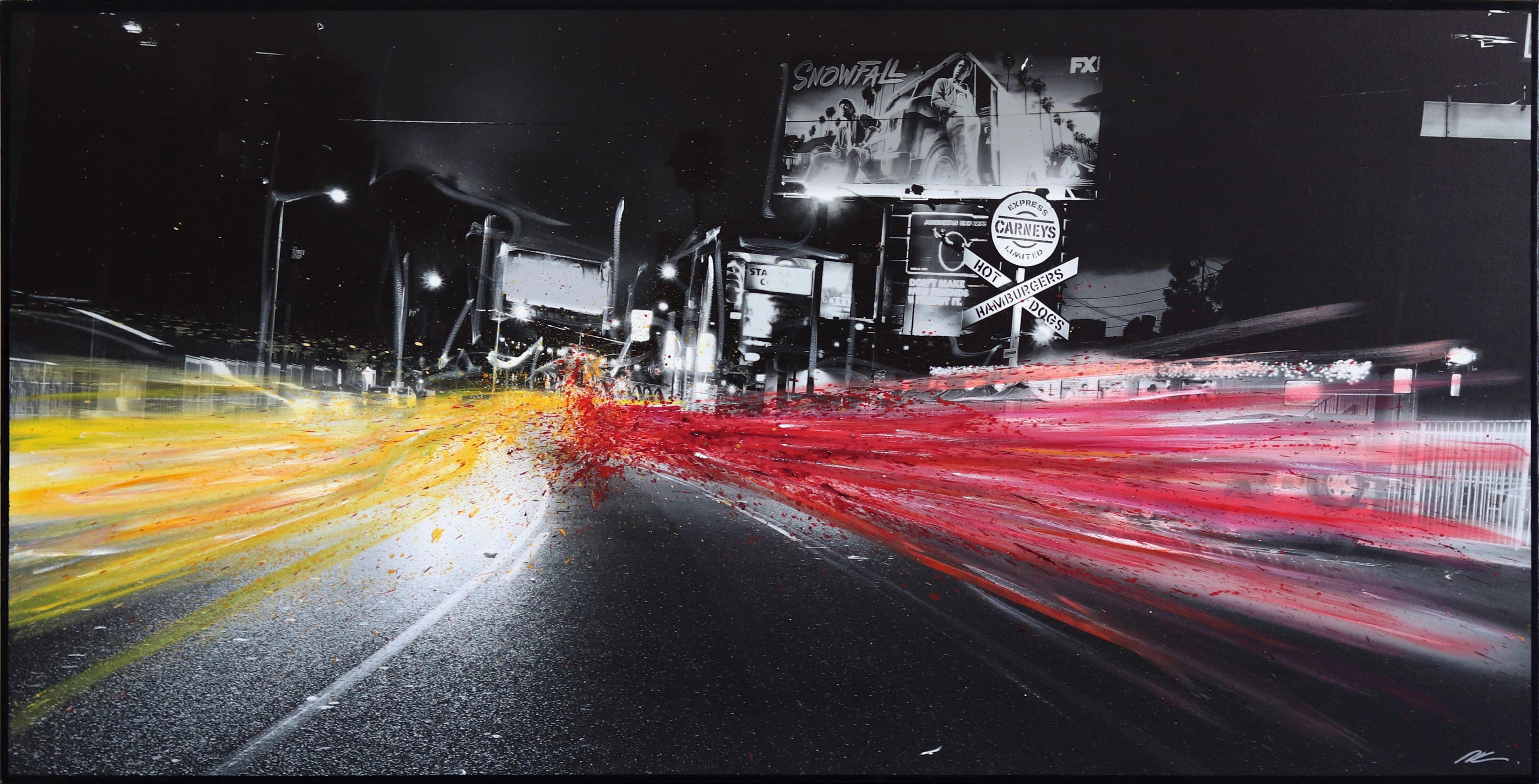 Pete Kasprzak Landscape Painting - Carney's (Red and Yellow) - Large Original Street Art Photography Painting