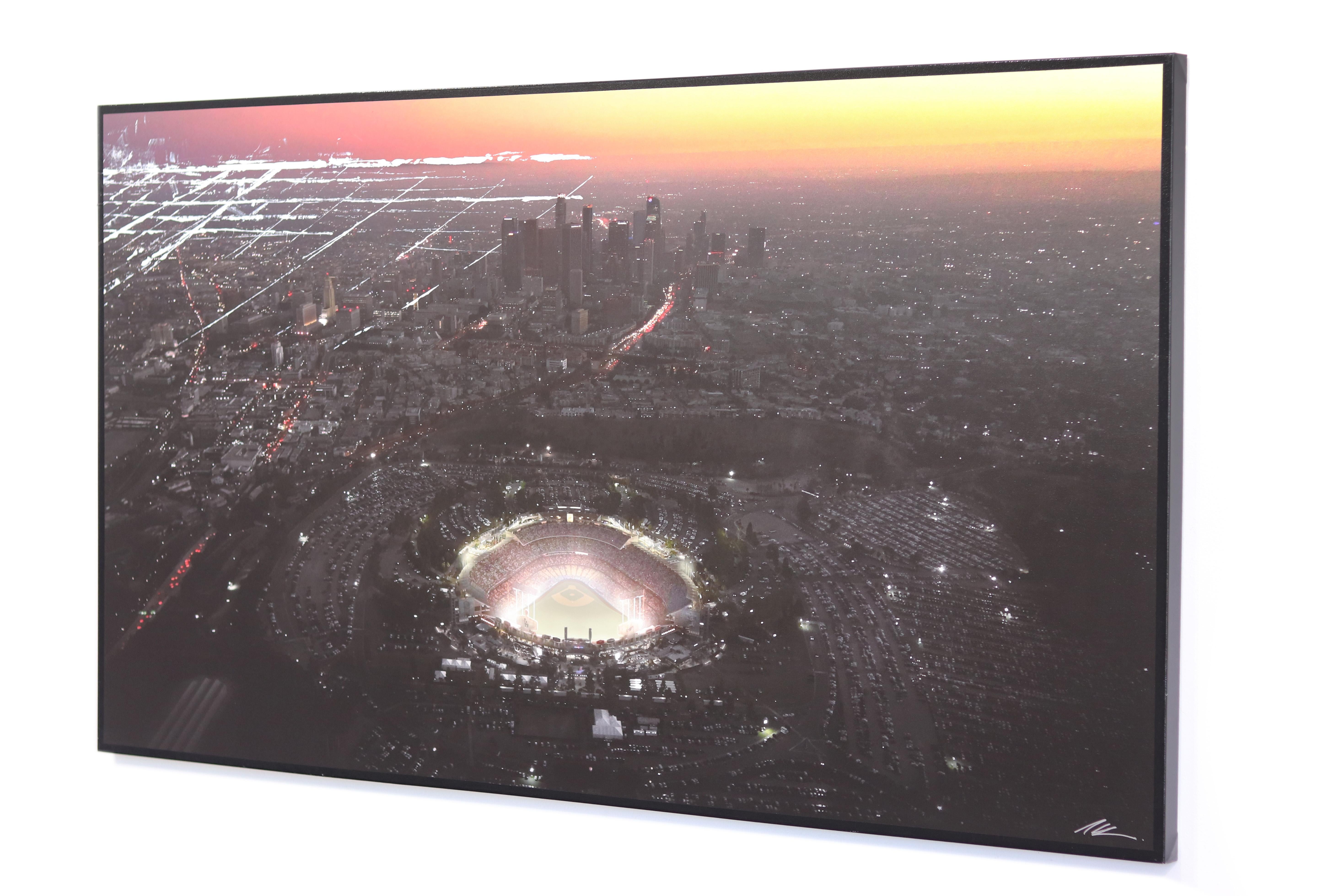 Dodger Stadium Sky High - 7th Inning - Abstract Colorful Photo Landscape Artwork - Black Landscape Photograph by Pete Kasprzak