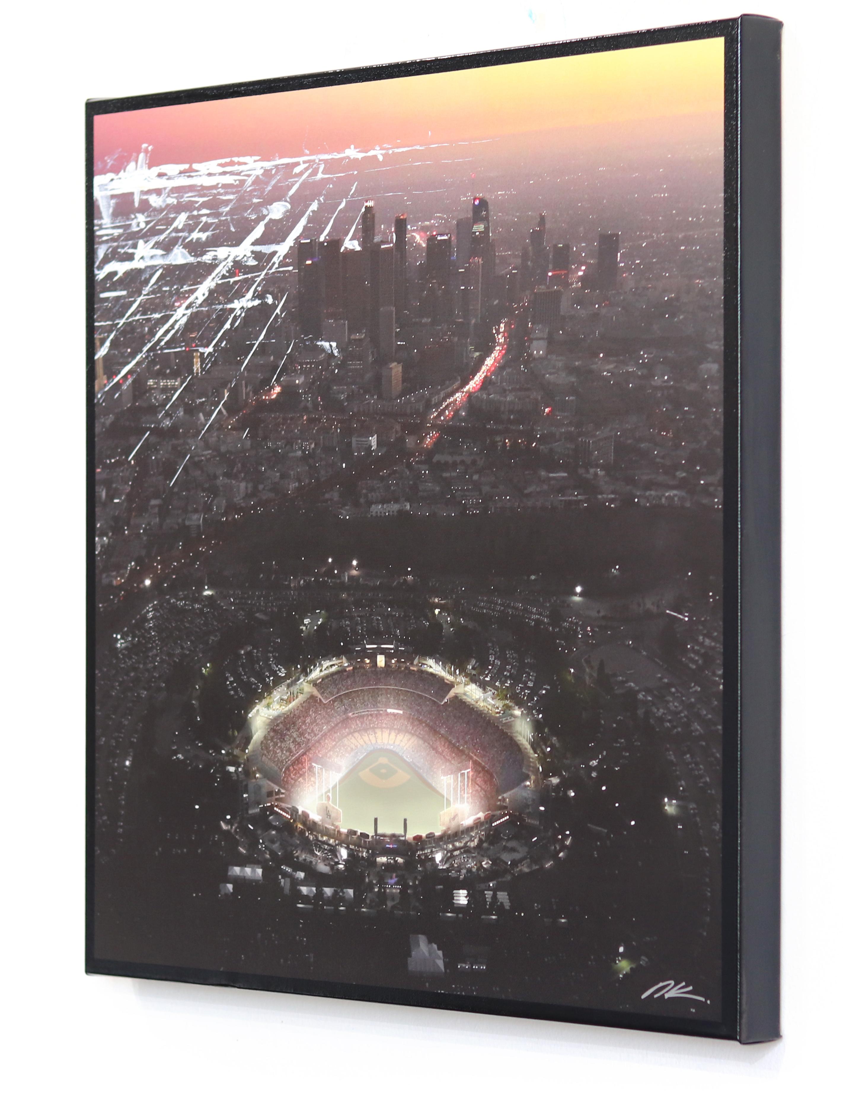 Dodger Stadium Sky High (Orange Glow) - City Sports Landscape Painting For Sale 3