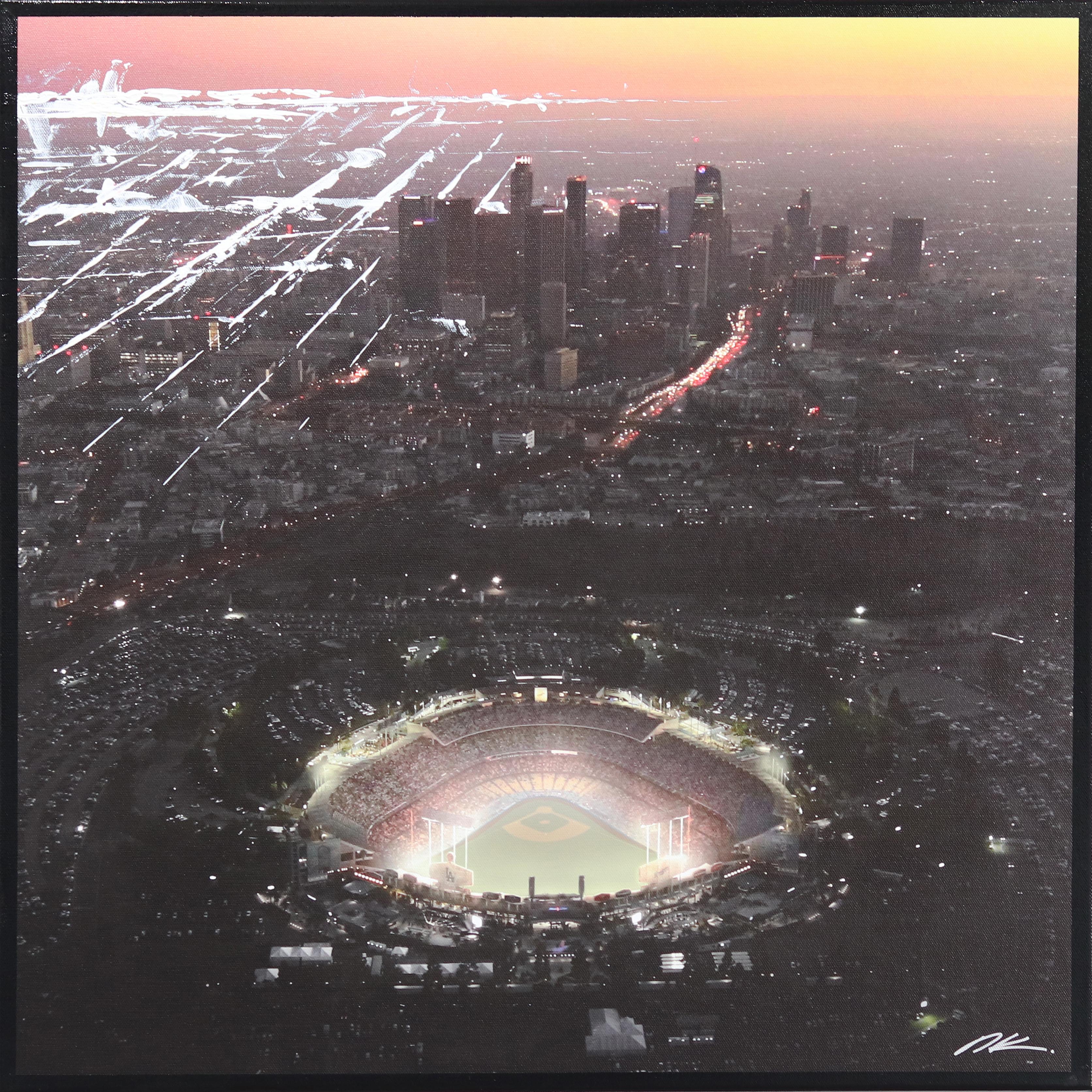 Dodger Stadium Sky High (Orange Glow) - City Sports Landscape Painting