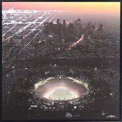 Dodger Stadium Sky High (Orange Glow) - City Sports Landscape Painting