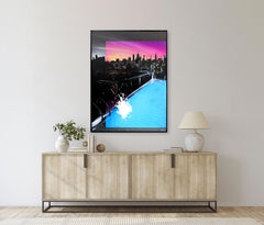 Nado nocturno en el Empire State (NYC) - Pintura de paisaje urbano vibrante