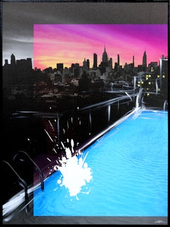 Empire State (NYC) Night Swim - Vibrant City Landscape Painting