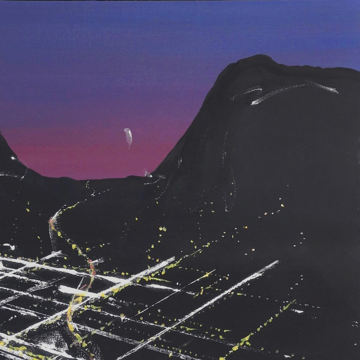 Gower Sunset Aerial - Original Cityscape at Night Aerial Painting For Sale 1