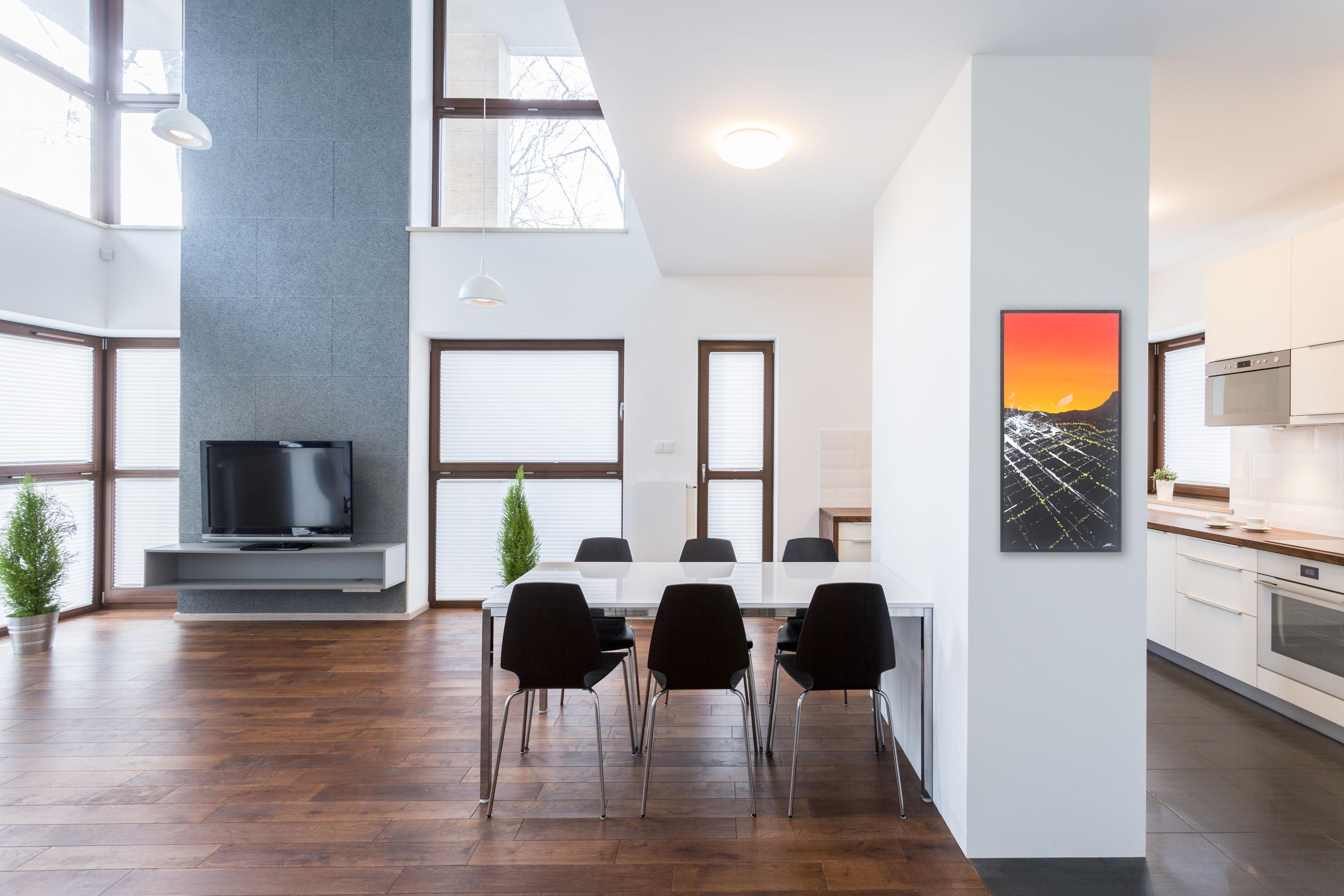 Holloway Sunset Aerial - Urban Vibrant Landscape Painting For Sale 1
