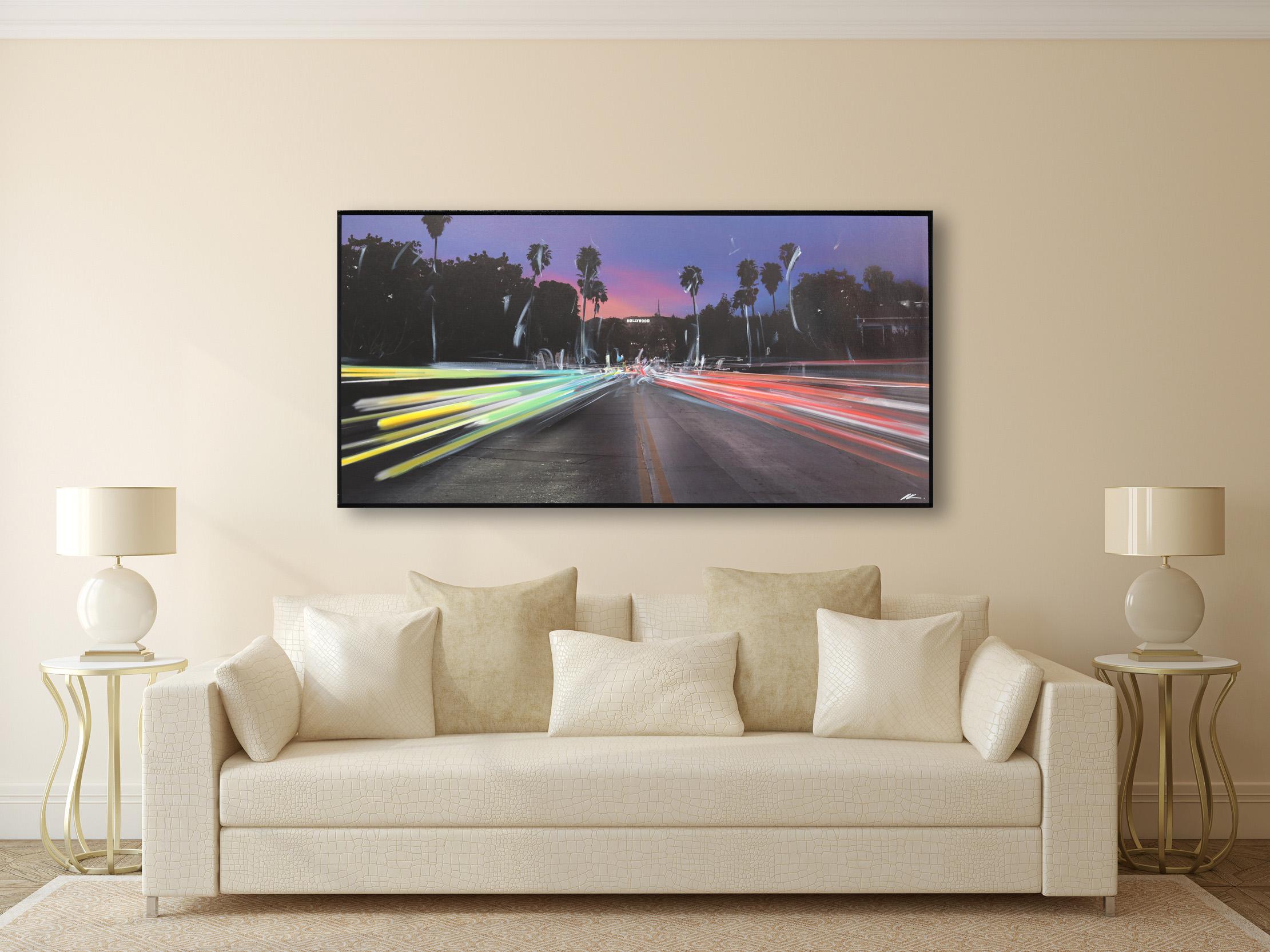 Hollywood Center - Colored Night - Urban Landscape Photography Painting For Sale 1