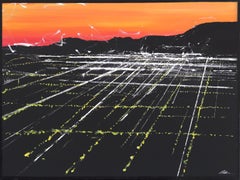 La Brea Sunset Aerial - Mixed Media Landscape Painting Original Artwork